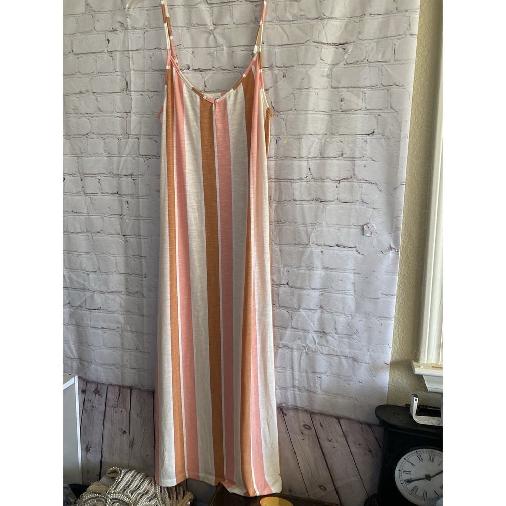 Roxy Striped Maxi Dress in Pink, Cream, Tan